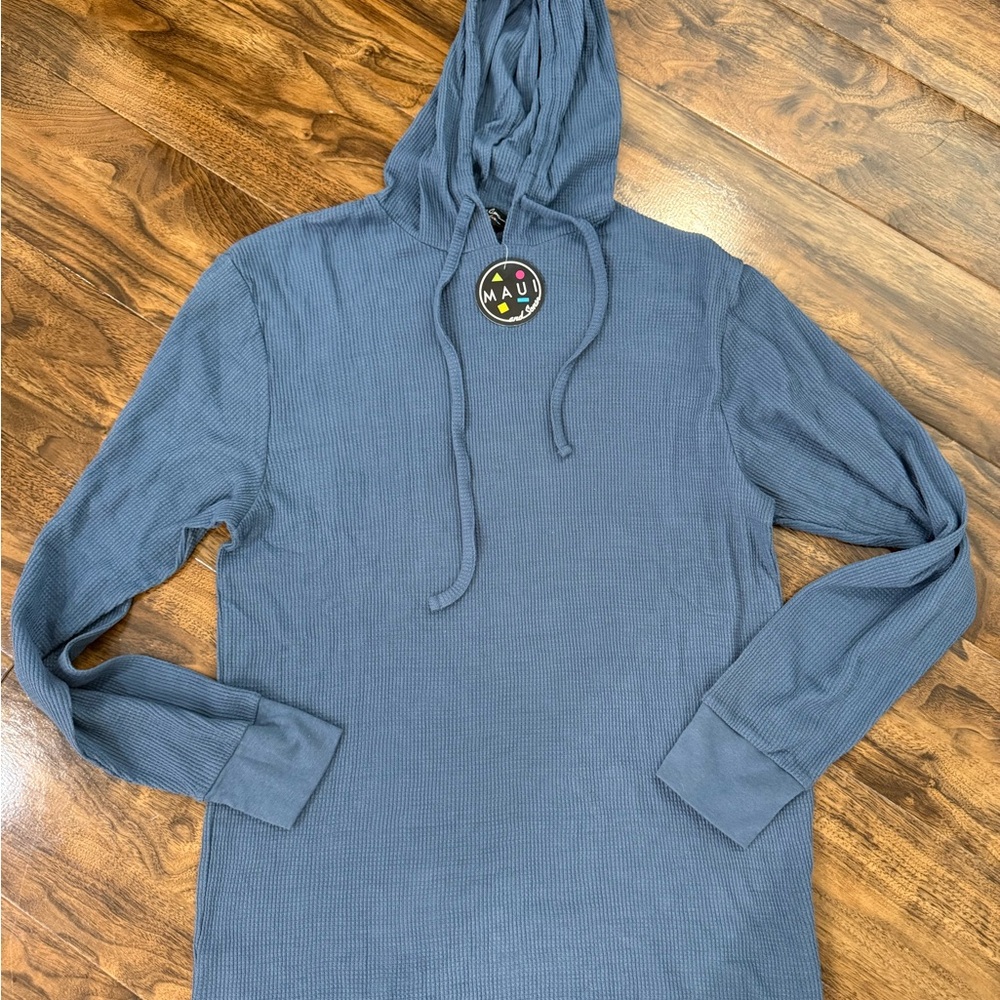 Maui and Sons Blue Waffle Hooded Sweatshirt